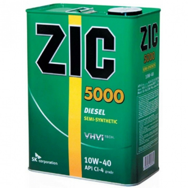 Моторное масло Zic 5000 10w40 полусинтетическое (4 л)
